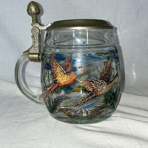 Beautiful Glass Stein with a Painted Nature Scape.